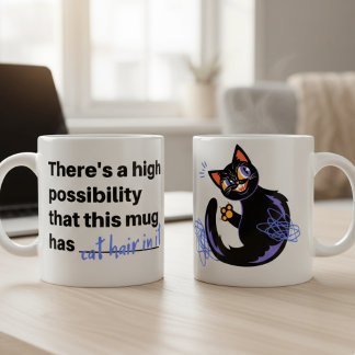 Mug Poils de chat drôles à l'intérieur Chat noir imper