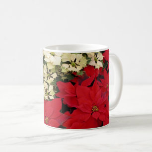 Mug Poinsettias blanches et rouges I Holiday Floral