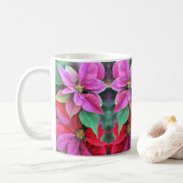Mug Poinsettias roses et rouges