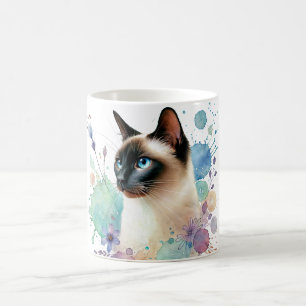 Mug Point Chocolat Chat Siamese Aquarelle