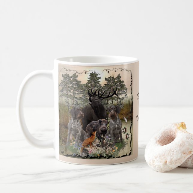 Mug Pointeur À poils durs allemand (Avec donut)