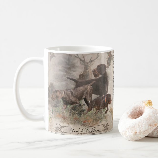 Mug Pointeur À poils durs allemand (Avec donut)