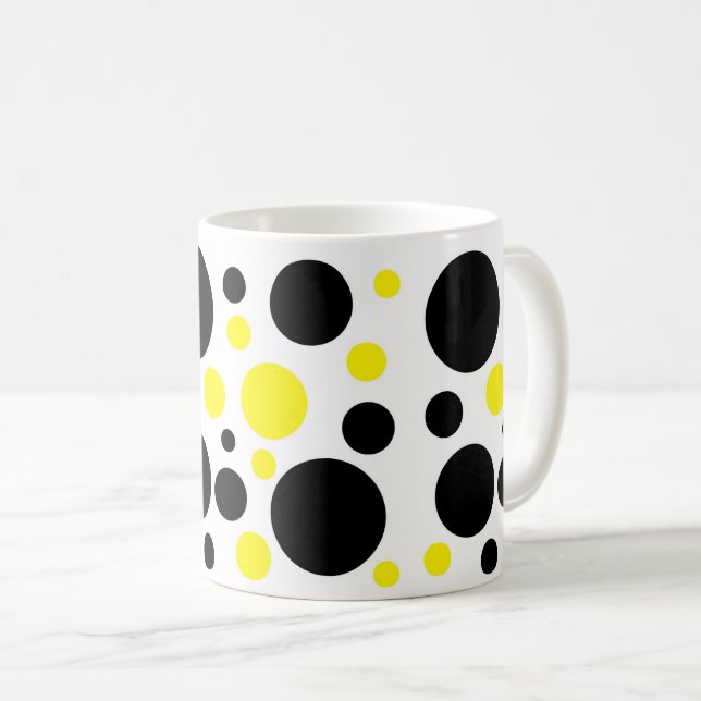 Mug Points Abstraits Jaune Noir (Devant droit)