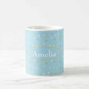 Mug Points Confetti en Or Bleu Pastel