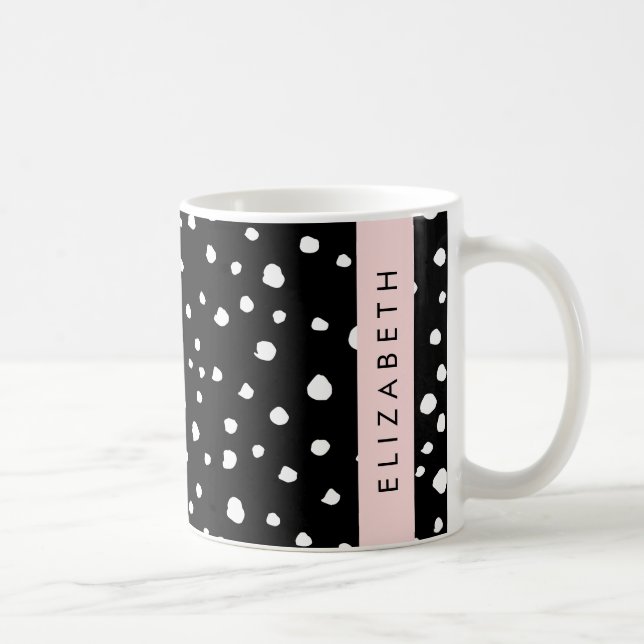 Mug Points dalmatiens, Spots, Noir et Blanc, Votre nom (Droite)