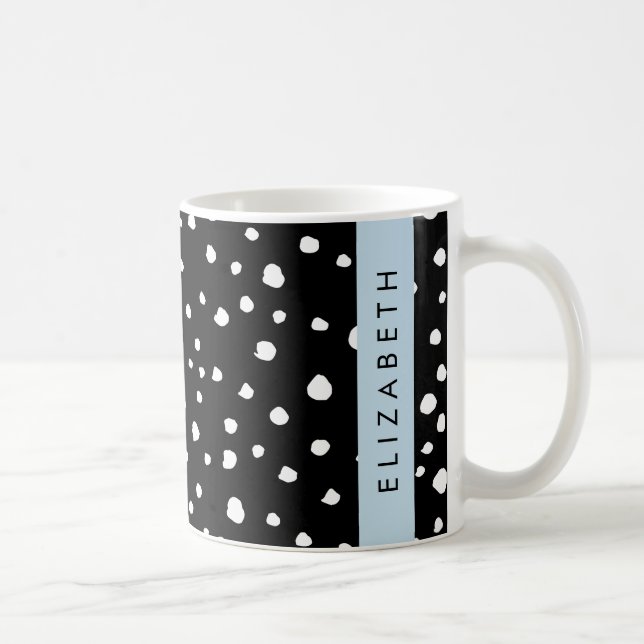 Mug Points dalmatiens, Spots, Noir et Blanc, Votre nom (Droite)