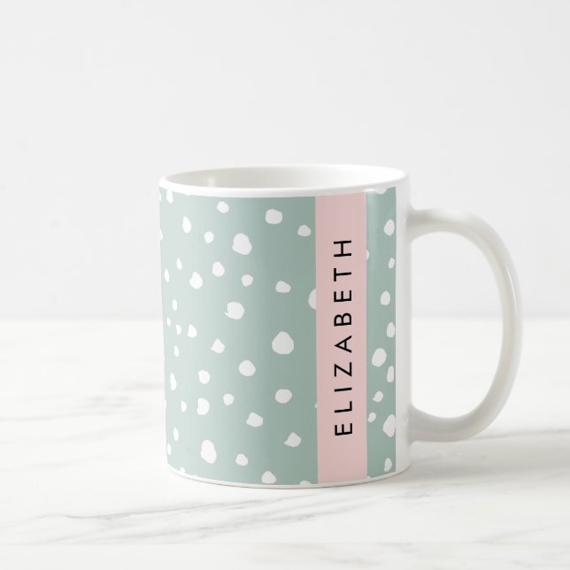 Mug Points Dalmatiens verts, Spots, Votre Nom (Droite)
