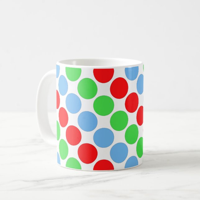 Mug Points noirs et blancs rétro années soixante multi (Devant gauche)