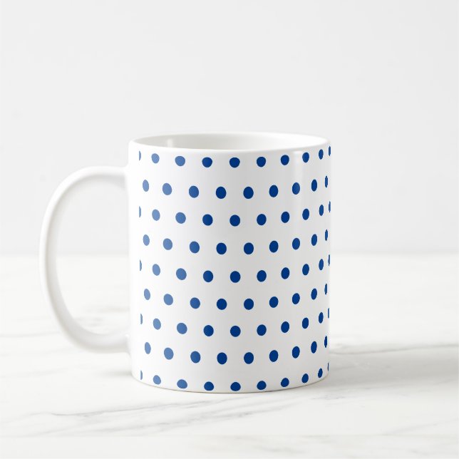Mug Pois Bleus de la Marine classique en blanc (Gauche)