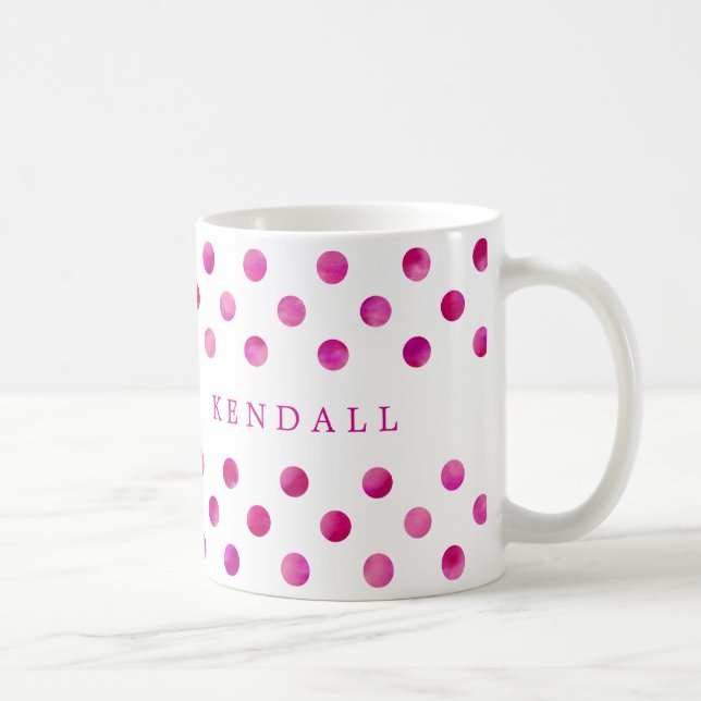 Mug Pois d'aquarelle rose personnalisée (Droite)