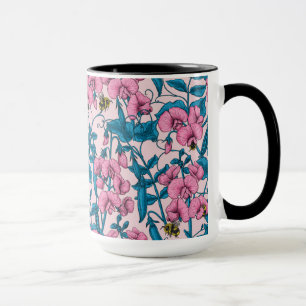 Mug Pois doux et bourdons, rose et bleu