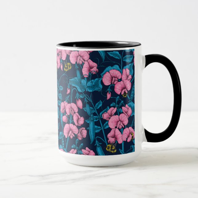 Mug Pois doux et bourdons, rose et bleu (Droite)
