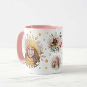 Mug Pois et photos colorés de Noël de flocon de neige