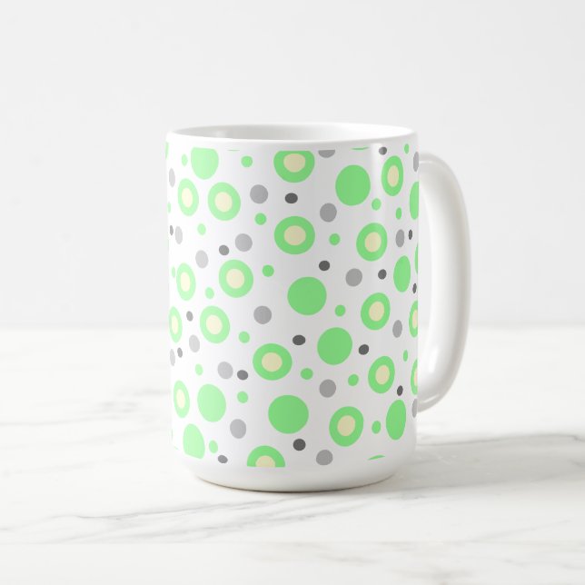 Mug Pois gris crème de la menthe géométrique (Devant droit)