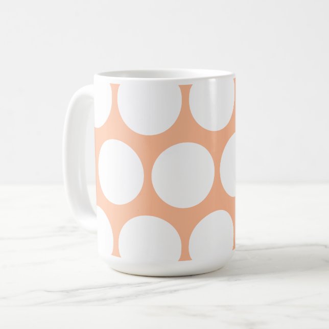 Mug Pois minimaliste orange rétro (Devant gauche)