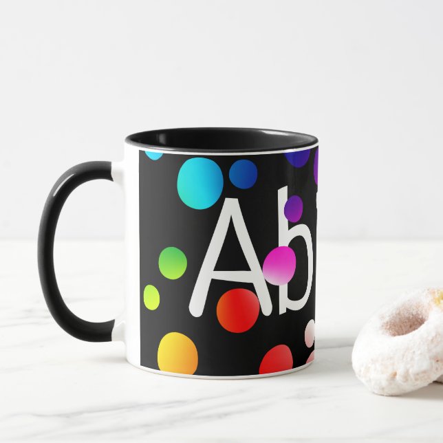 Mug Pois néon avec nom (Avec donut)