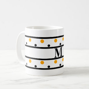Mug Pois orange noir monogramme