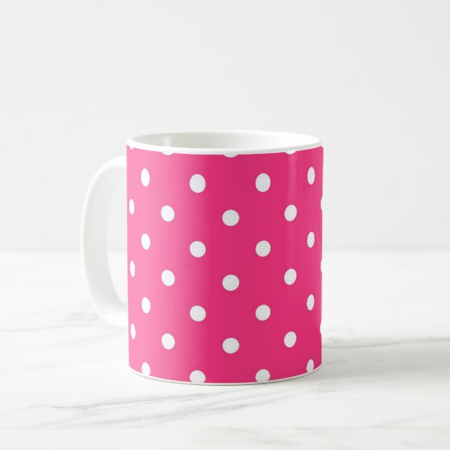 Mug Pois roses et blancs, (Devant gauche)