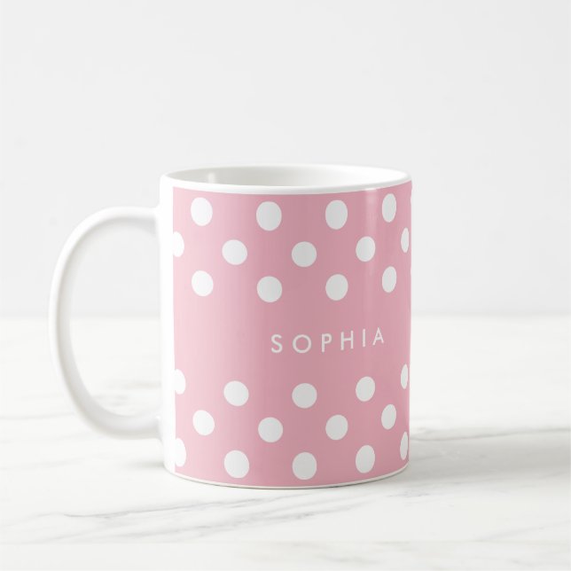 Mug Pois roses personnalisés (Gauche)