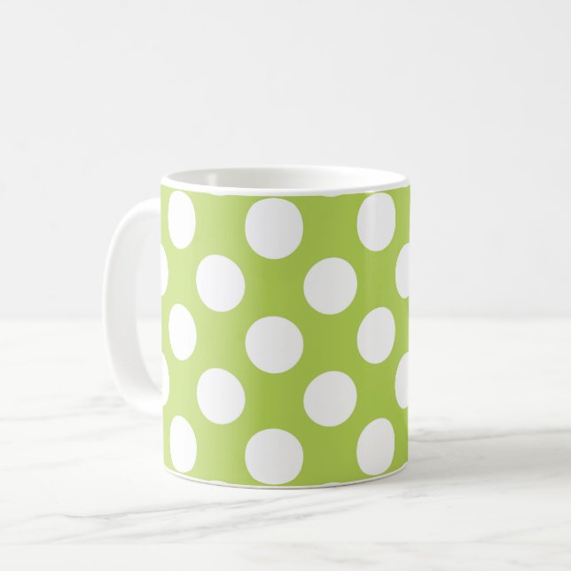 Mug Pois verts, Motif à points Polka, points, pointill (Devant gauche)