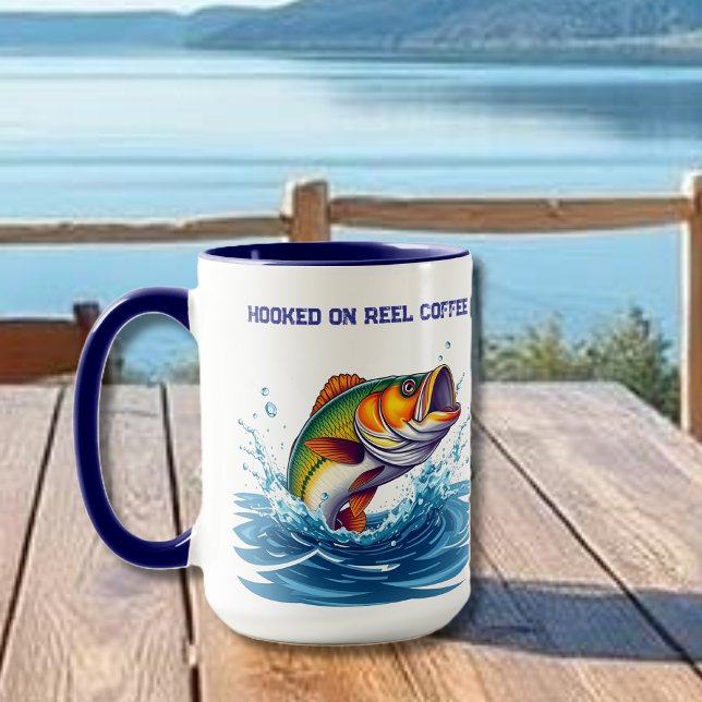 Mug Poisson amusant sur le café de bobine (Fish-Funny-Hooked on Reel Coffee Mug )