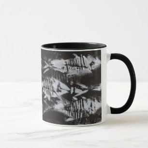 Mug Poisson blanc fossile sur Arrière - plan noir