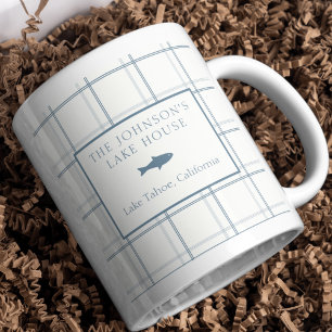 Mug Poisson Bleu de la Maison de Lac Plaid Classable