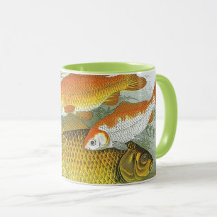 Mug Poisson Carpe Koï, Vie Marine Aquatique Ancienne