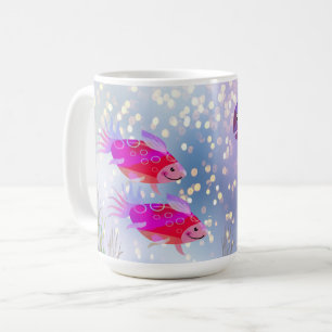 Mug Poisson dans une mer mousseuse Illustré