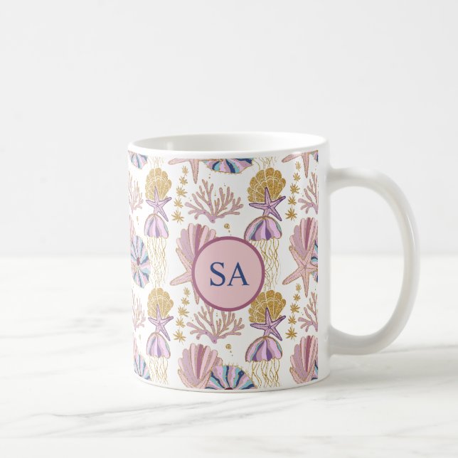 Mug Poisson-étoile personnalisé Coquille bleu violet r (Droite)