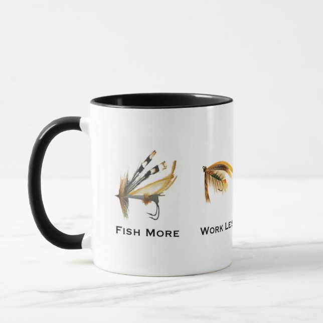 Mug Poisson Plus de travail Moins de vol pêche café Mu (Gauche)