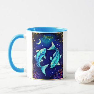 Mug Poissons du zodiaque nageant dans les eaux cosmiqu