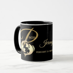 Mug Poissons ♓ signe Zodiac / Noir et Or