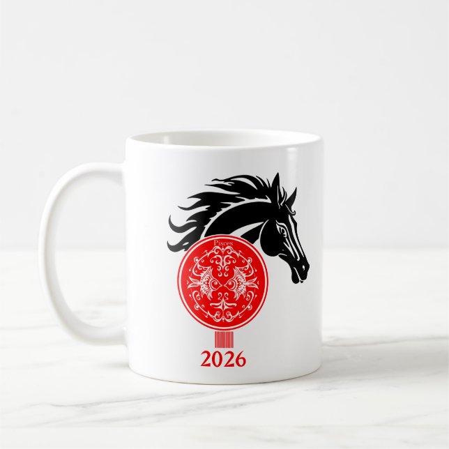 Mug Poissons x Année Personnalisée du Cheval 2026 (Gauche)