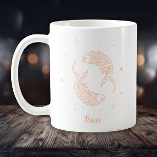 Mug Poissons Zodiaque Ligne d'Art Blanc Pêche