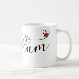 Mug Police d'écriture Wrexham, Drapeau gallois dans le