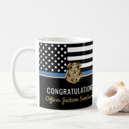Mug Police Ligne bleue Drapeau Félicitations Retraite