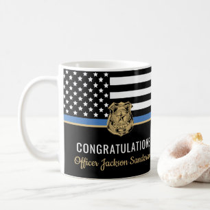 Mug Police Ligne bleue Drapeau Félicitations Retraite