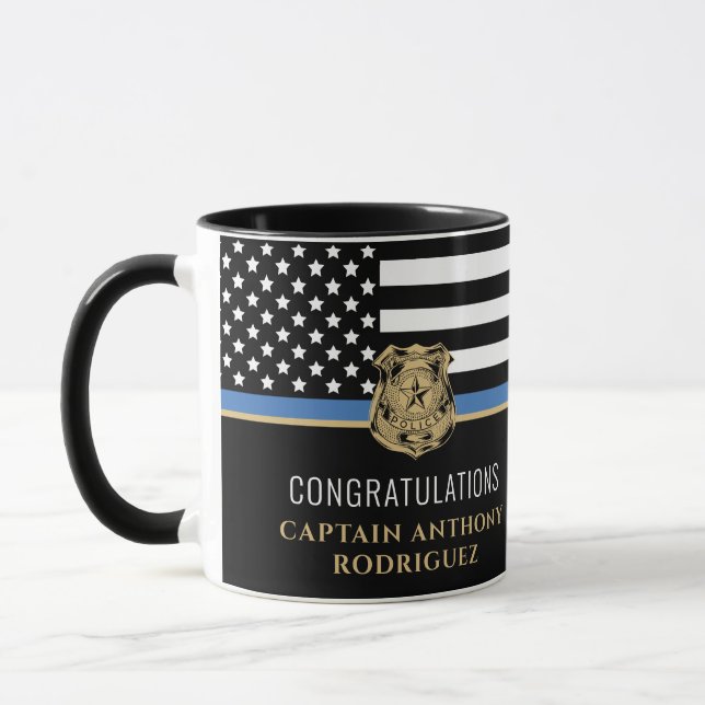 Mug Police Ligne bleue Drapeau Police Application de l (Gauche)