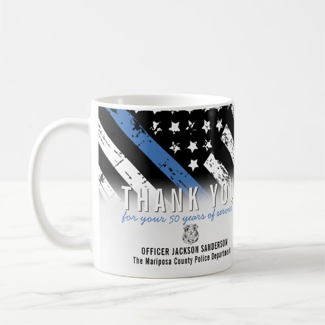 Mug Police Ligne Bleue Mince Merci d'application de la (Gauche)