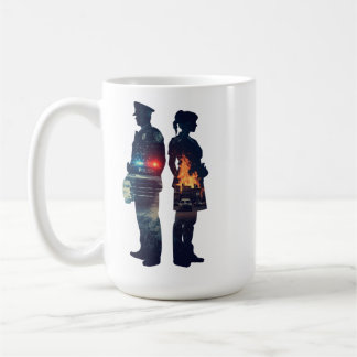 Mug Police Officer and Nurse Couple Silhouette