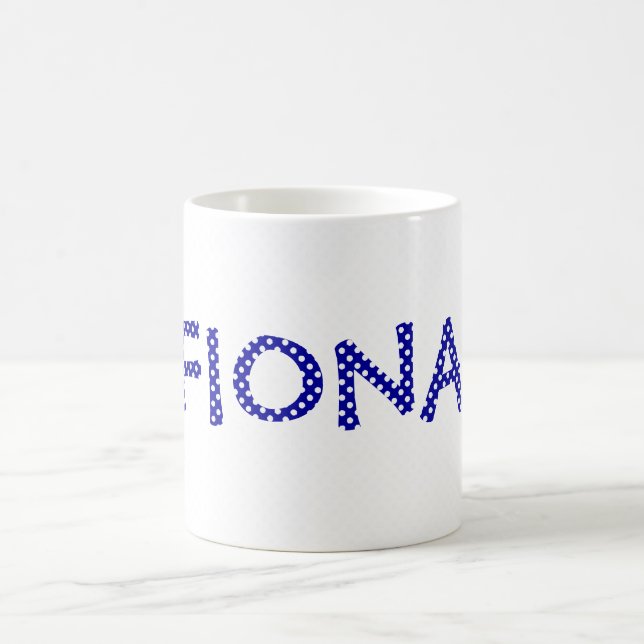 Mug Polka bleu et blanc personnalisé (Centre)
