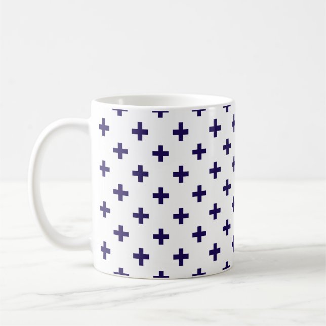 Mug Polka bleu marine croise sur blanc (Gauche)