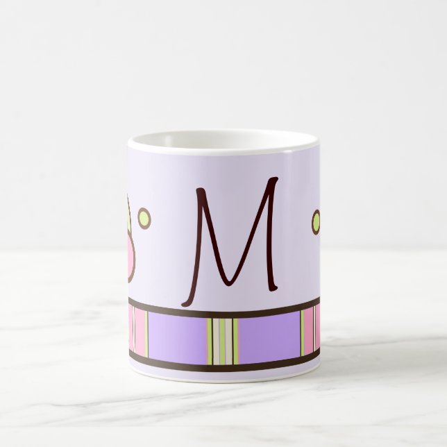 Mug Polka Dot & Stripes Purple Monogramme Musique (Centre)