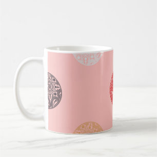 Mug Polka dots seamless pattern. Mosaic of ethnic figu