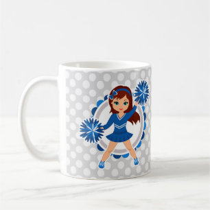 Mug Pom-pom girl Bleue Brunette - Mignonne Cheval