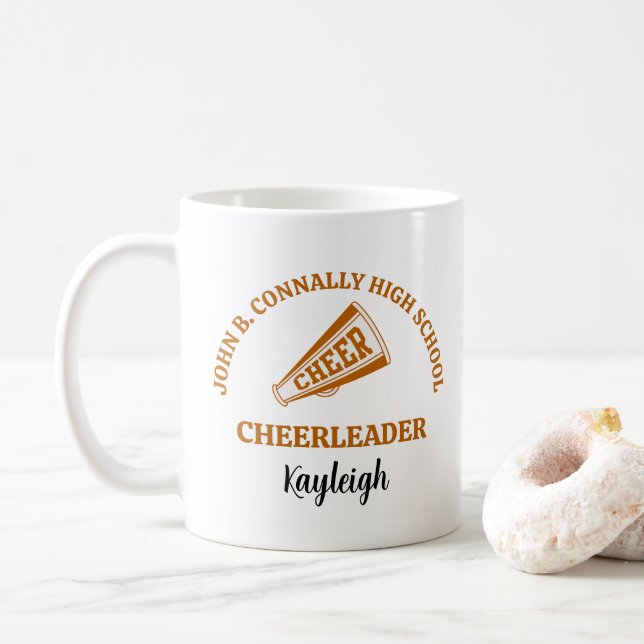 Mug Pom-pom girl de lycée Orange personnalisé (Avec donut)