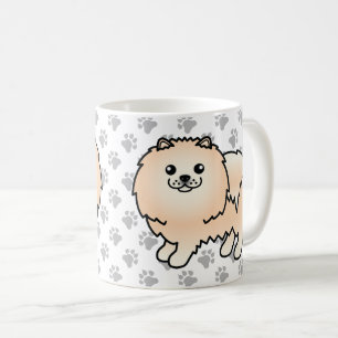 Mug Pomeranian crème Chien de dessin animé mignon & Pa