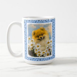 Mug Poméranien dans Daisies Peinture - Art Chien origi