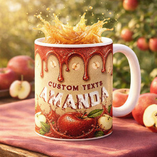 Mug Pomme Rouge Beige Vintage Favor Fête de Jardin R